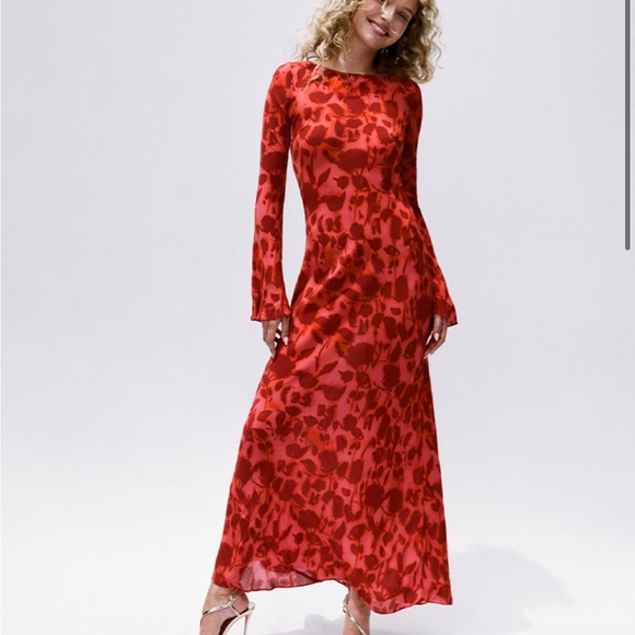 NWT Realisation Par Gia Dress - Red Patterned Long Sleeve Dress - Picture 1 of 5